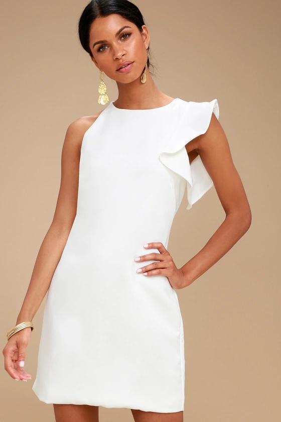 1-1 Dinah White one-shoulder dress